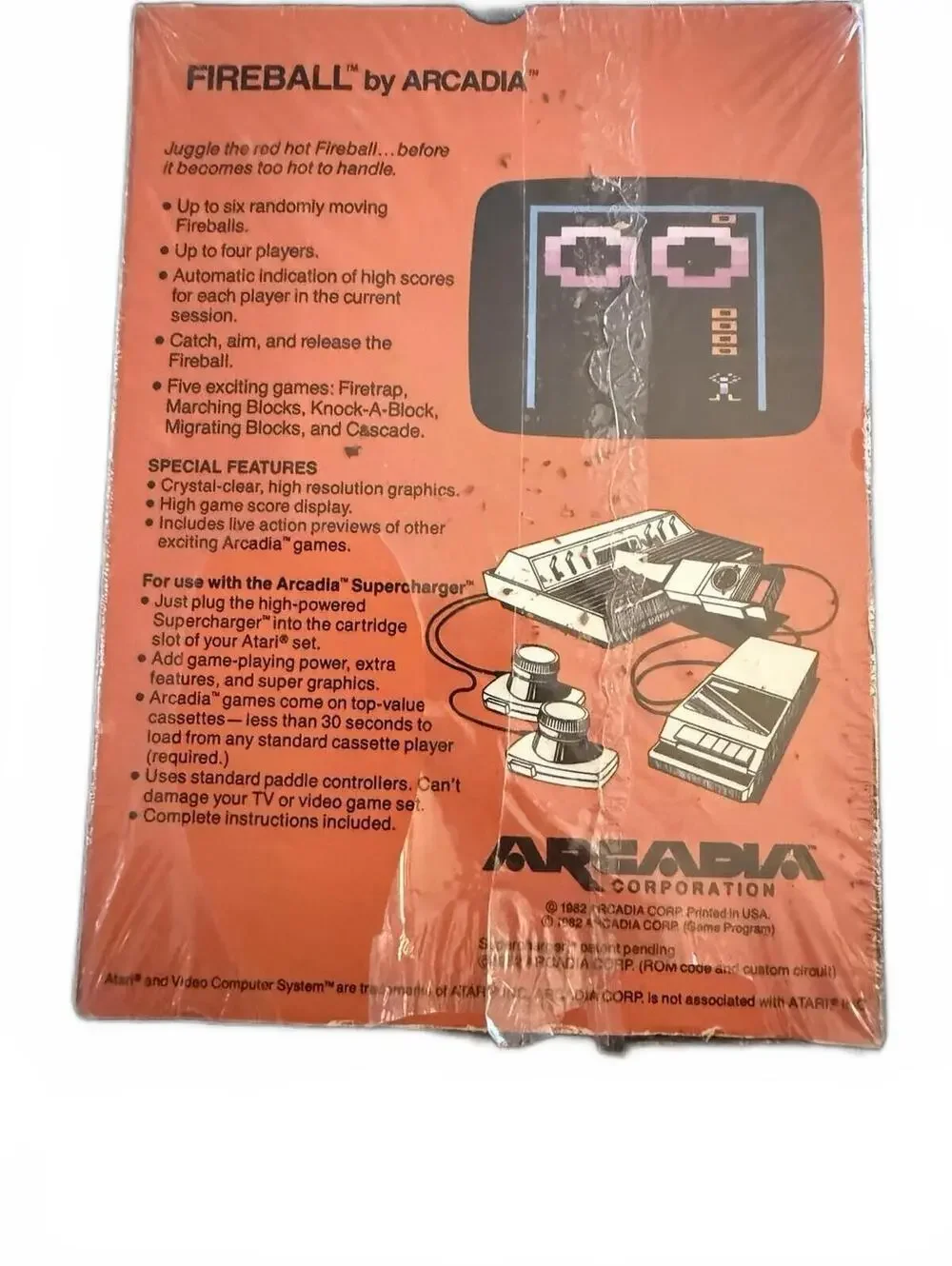 Arcadia Fireball Game for Atari Video Computer System, 1982 Release